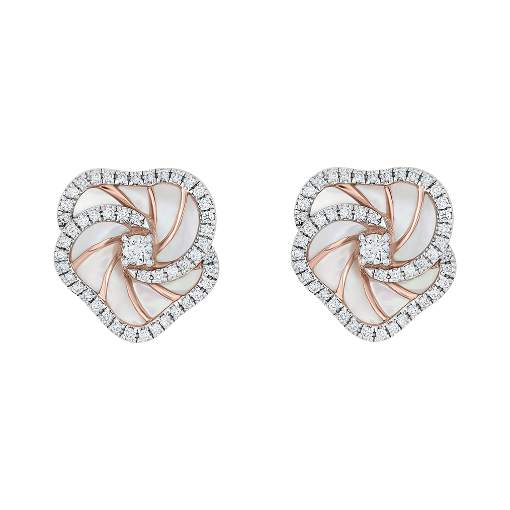 Seaside Ohrschmuck aus 18 Kt Roségold mit Diamanten und Perlmutt