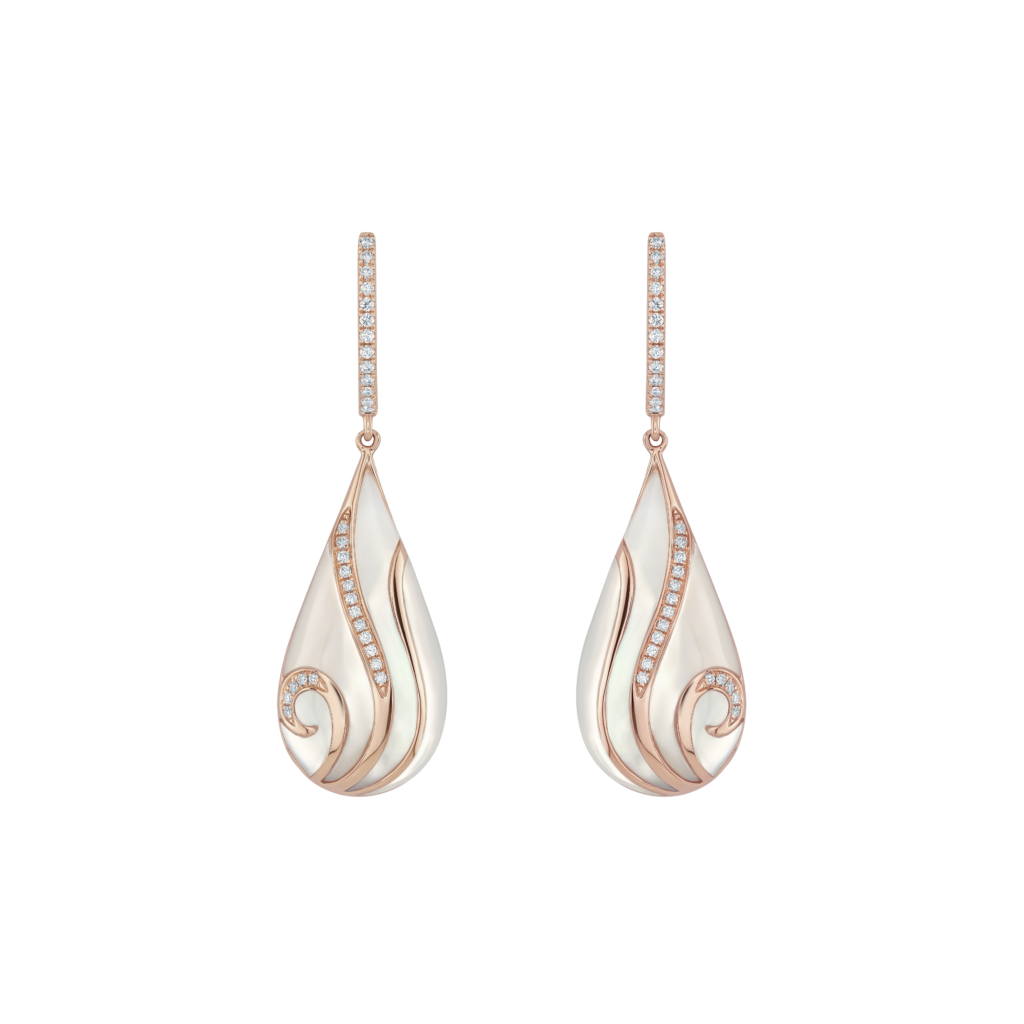 Seaside Ohrschmuck aus 18 Kt Roségold mit Diamanten und Perlmutt