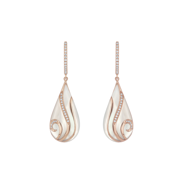 Seaside Ohrschmuck aus 18 Kt Roségold mit Diamanten und Perlmutt