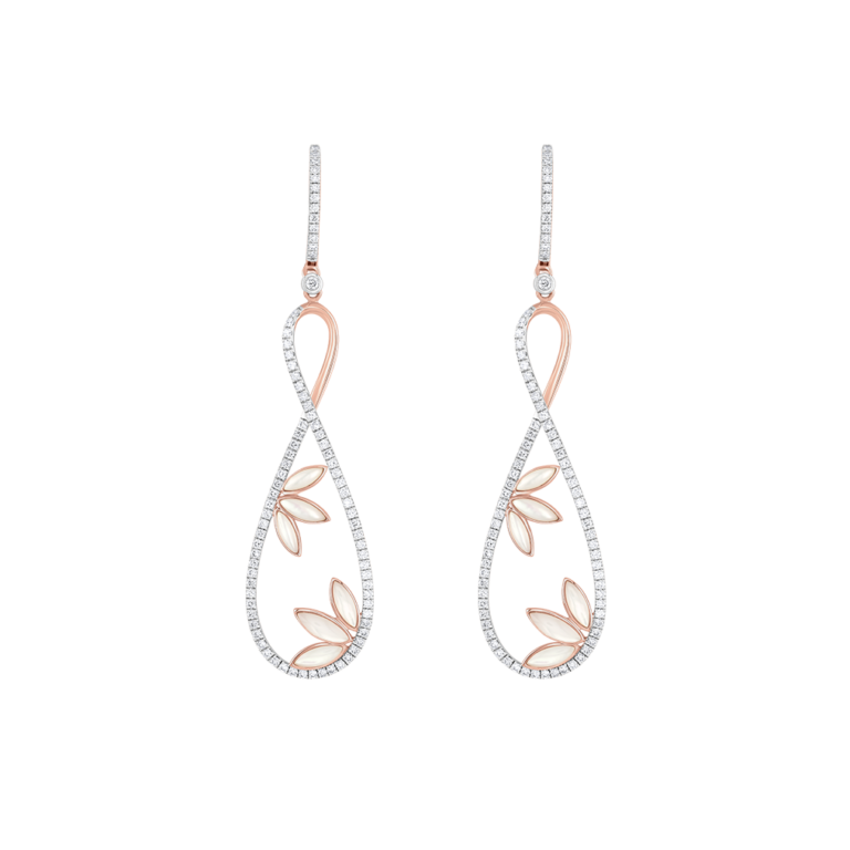 Seaside Ohrschmuck aus 18 Kt Roségold mit Diamanten und Perlmutt