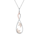 Seaside Anhänger mit Kette aus 18 Kt Roségold mit Diamanten und Perlmutt