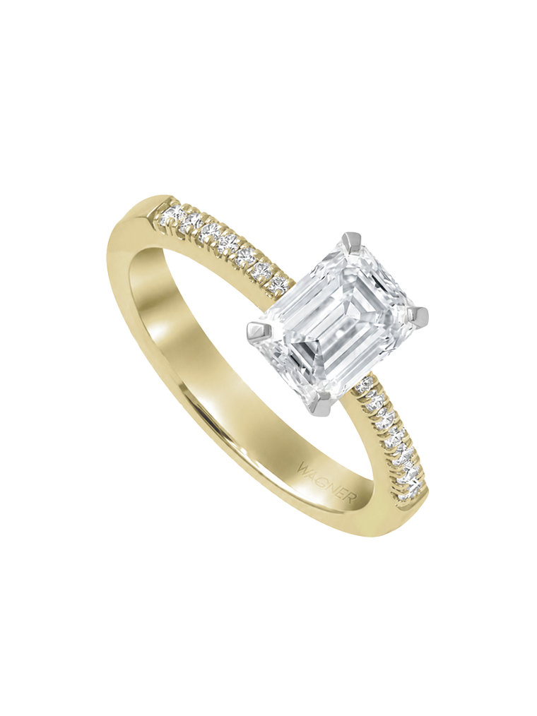 Wagner, No 14 Solitaire aus Gold 750 GW mit Diamanten, Referenz SO346.R.GW, Produktaufnahme