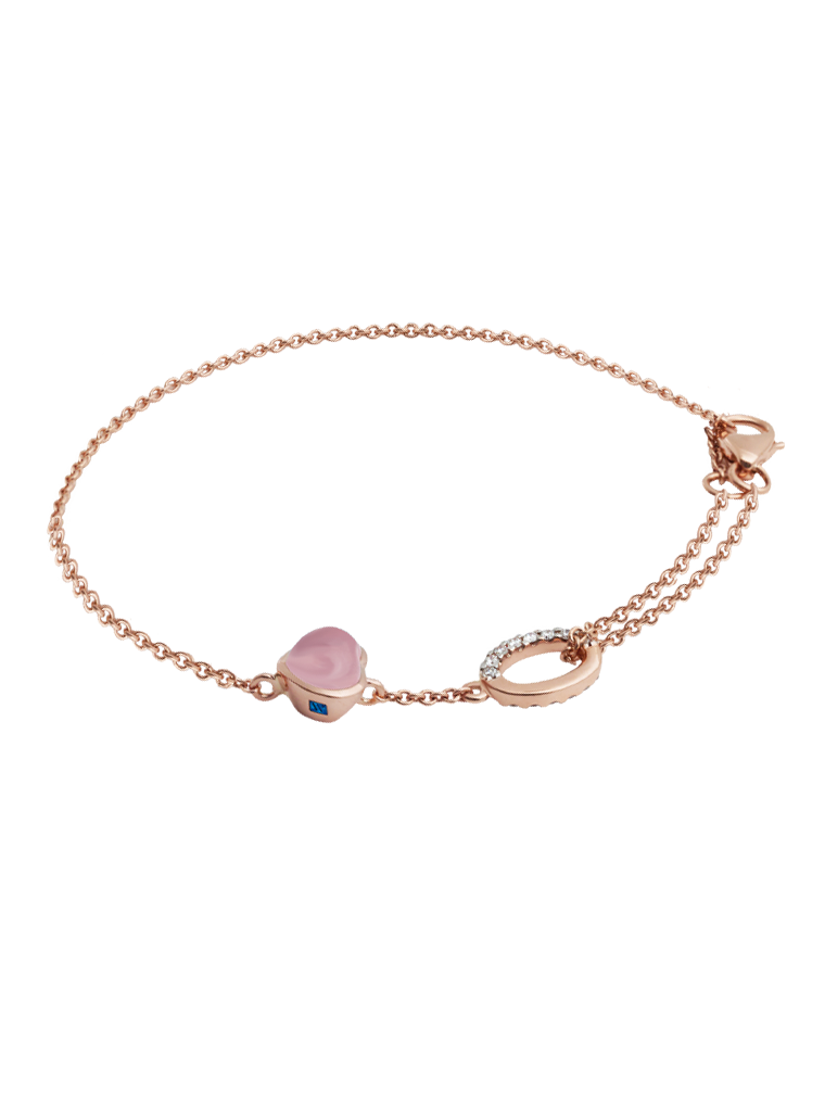 WAGNER_Balou and More Heart_bracelet_18 kt rose gold, 0.1 ct diamonds, rose quartz_EUR 1630