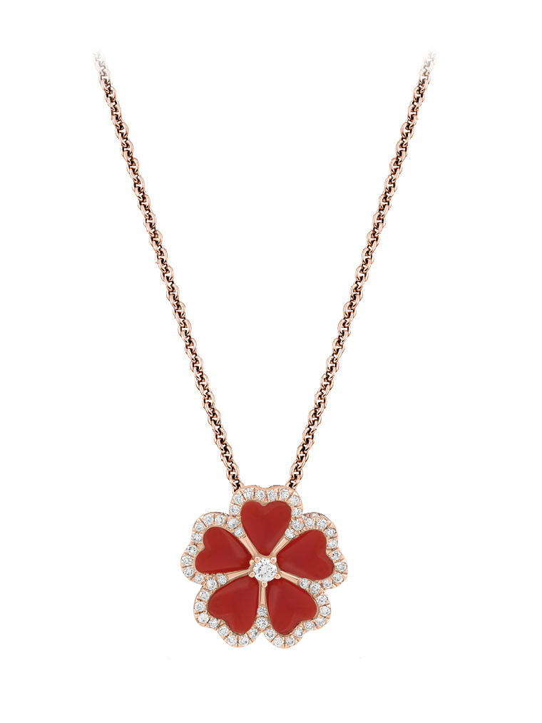 WAGNER_Flora Collection_Pendant with chain_18 kt rose gold, 0.27 ct diamonds, agate_EUR 3280