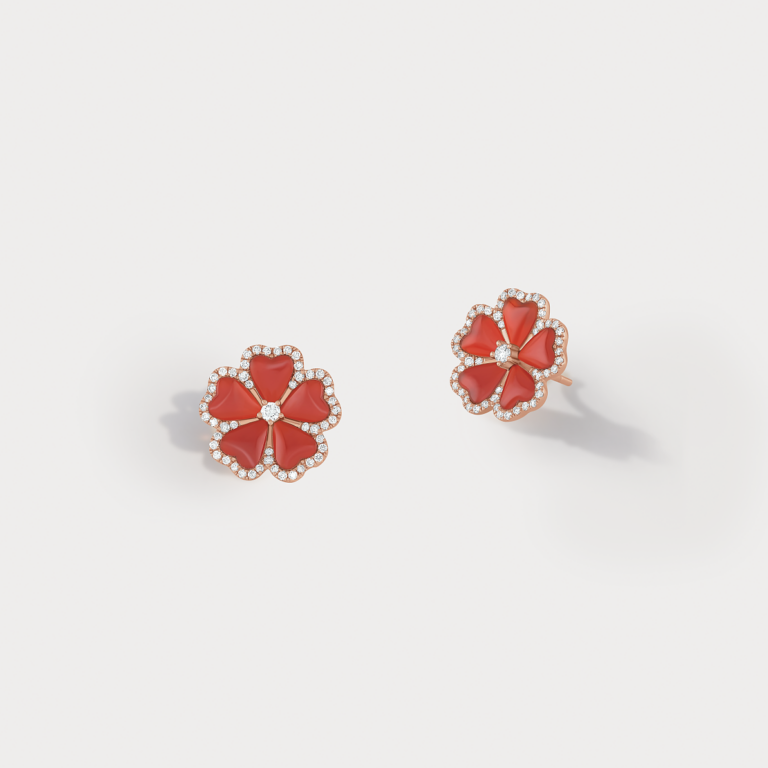WAGNER_Flora Collection_earrings_18 kt rose gold, 0.49 ct diamonds, agate_EUR 4830