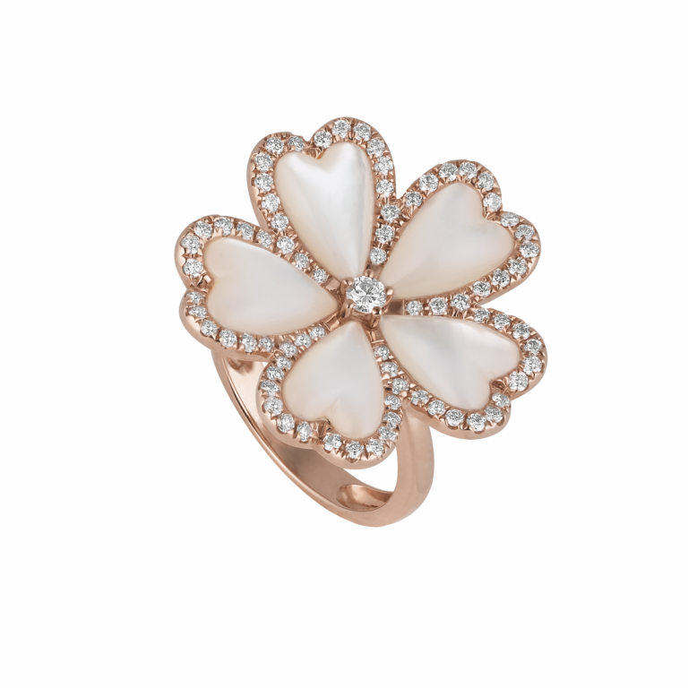 WAGNER_Flora Collection_ring_18 kt rose gold, 0.59 ct diamonds, mother-of-pearl_EUR 4100