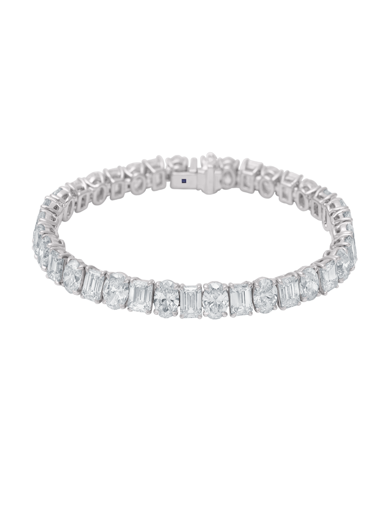WAGNER_Riviere Emerald_bracelet_18 kt white gold, 25.4, ct diamonds_price on request