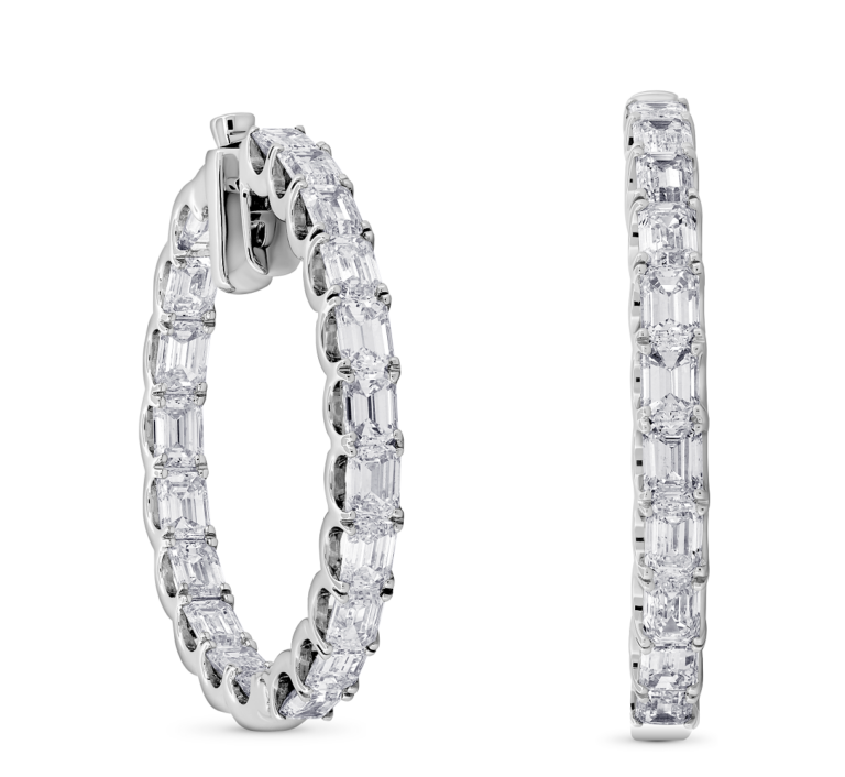 WAGNER_Riviere Emerald_earrings_18 kt white gold, 9.99 ct diamonds_price on request